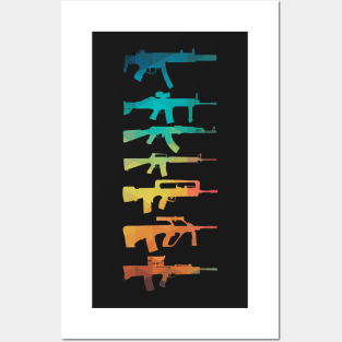 Rainbow rifles silhouette Posters and Art